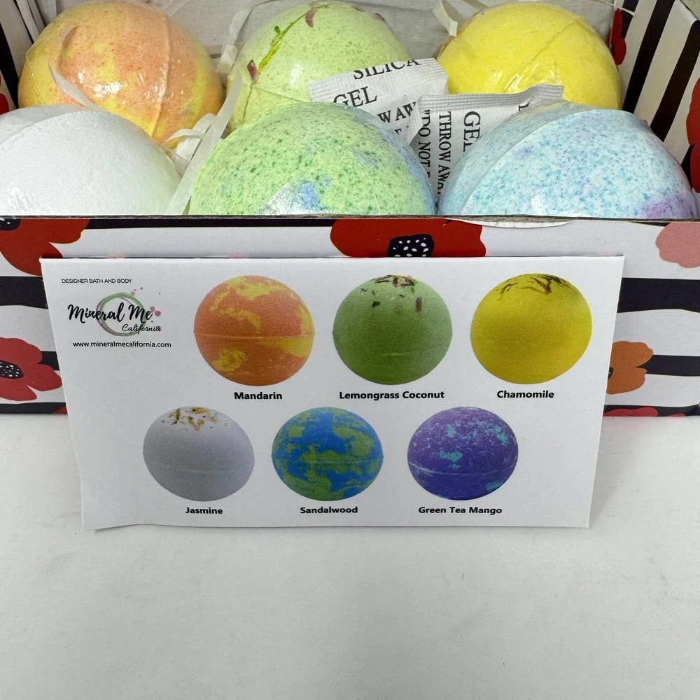 Mineral Me‎ California 6pc Bath Bomb Set Sandalwood Aromatherapy Multicolor